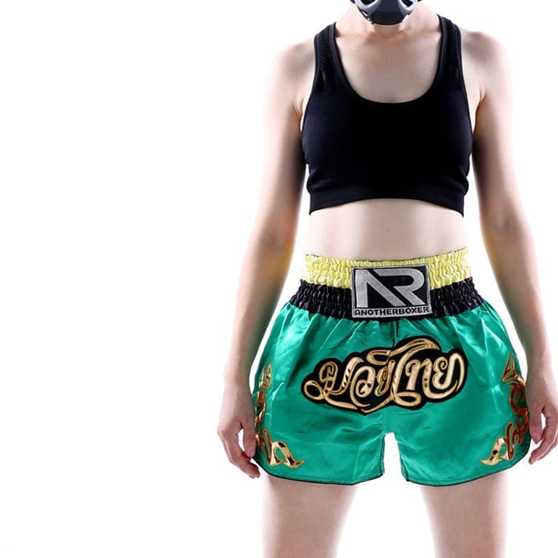 Sanda Womens Muay Thai Boxing Shorts Green