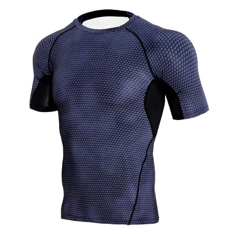 Snake Skin Short Sleeve BJJ Rash Guard Dark Blue