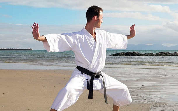 Martial Artist Demostrating Karate Kata Form Martial Artist Demostrating Karate Kata Form