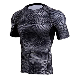 Snake Skin Short Sleeve BJJ Rash Guard Black
