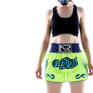Sanda Womens Muay Thai Boxing Shorts Flourescent Green